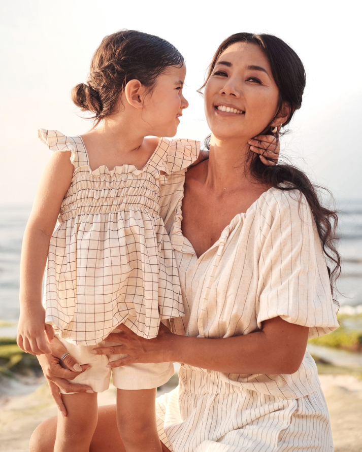 Odette Blouse - Natural Pinstripe