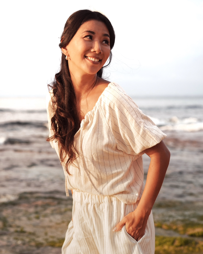 Odette Blouse - Natural Pinstripe