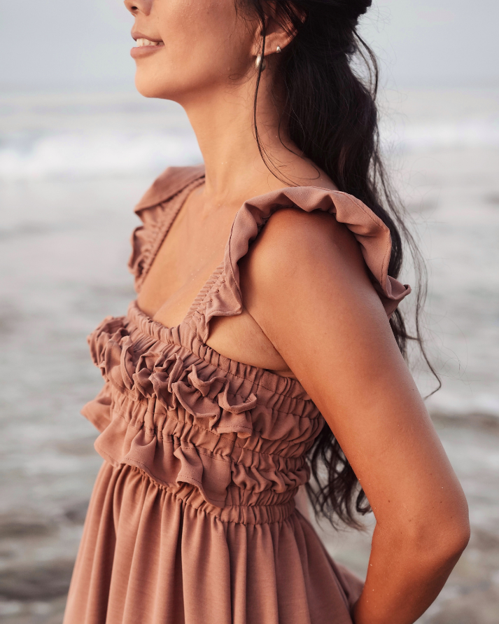 Renee Ruffled Midi Dress - Mauve