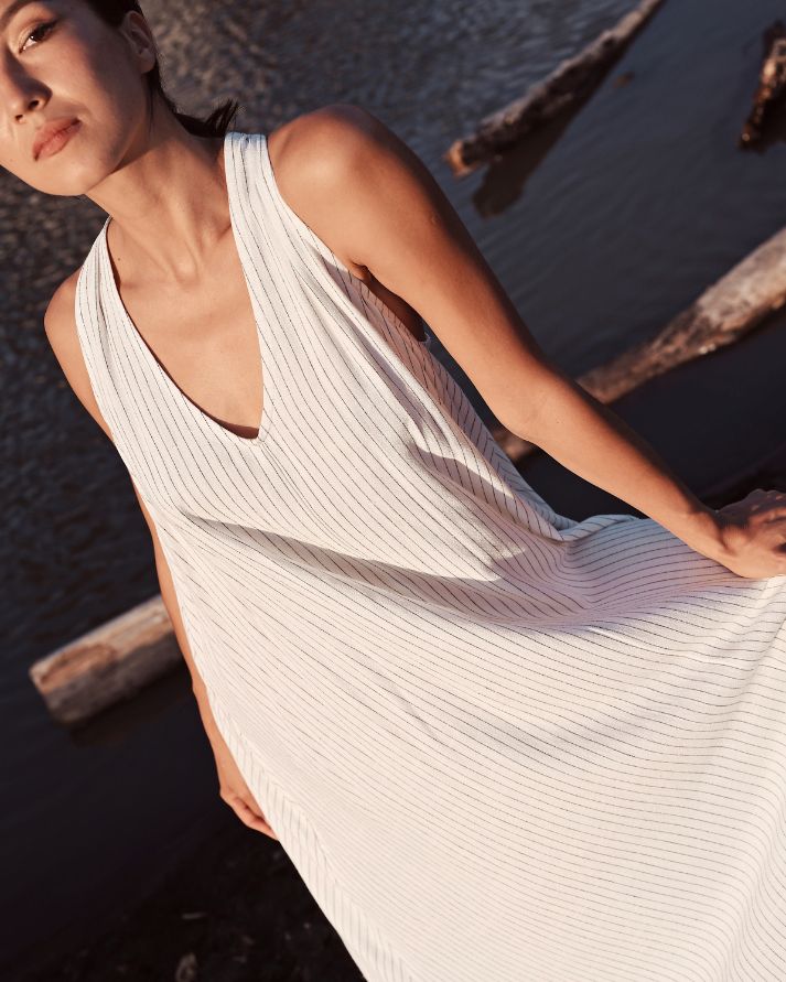 Emelia Midi Dress - Pinstripe