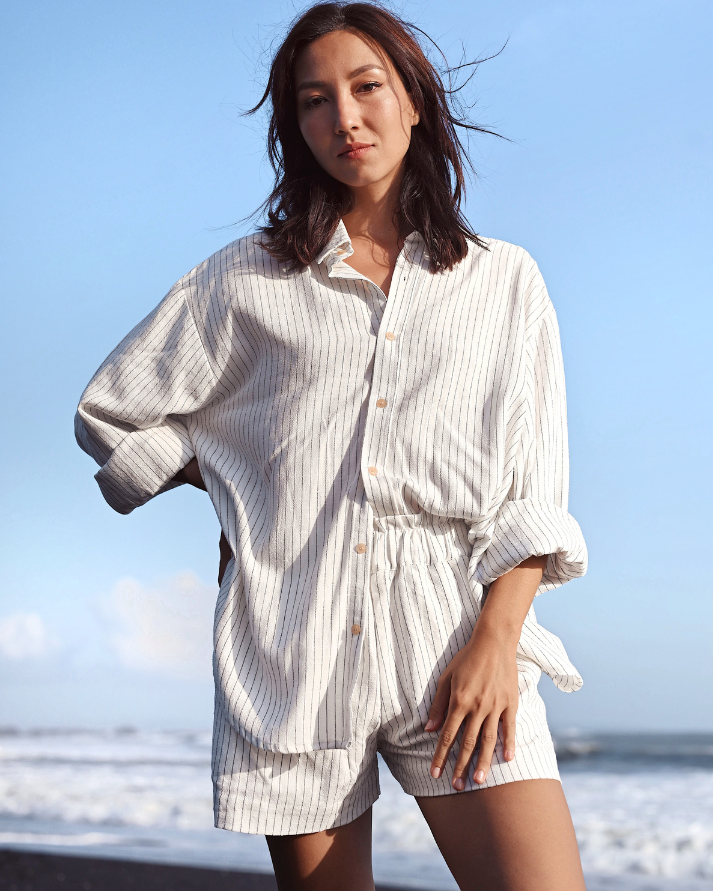 Robyn Resort Shirt (Pinstripe)
